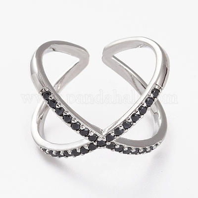 Латунные микро проложить манжеты кольца кубического циркония&nbsp;LS-RJEW-C101-13G-C-1