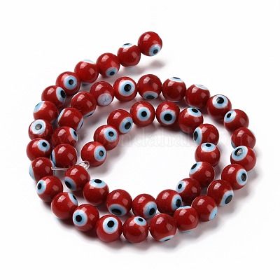 Ручной сглаз бусины круглые пряди из бисера&nbsp;LAMP-L055-8mm-20-1