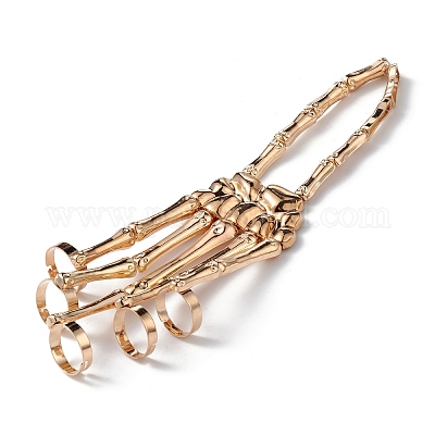 Браслет с кольцом на всю руку из сплава на тему Хэллоуина&nbsp;LS-BJEW-L680-01G-1