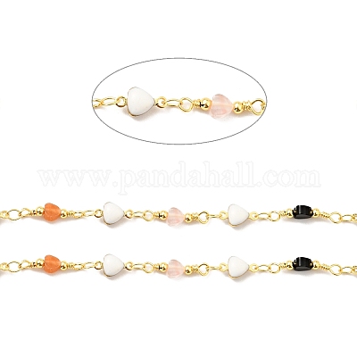 Цепочки из бисера в форме сердца из натуральных смешанных драгоценных камней CHC-C025-08G-1