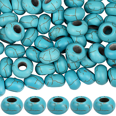 80 шт окрашенные синтетические бирюзовые европейские бусины&nbsp;SPDL-SC0001-02A-1