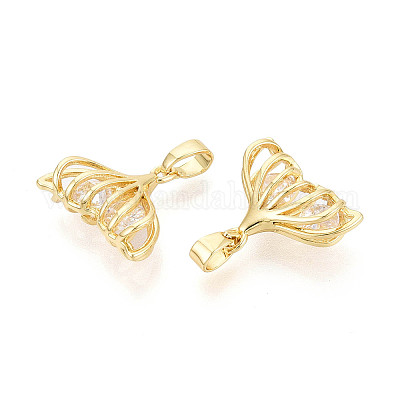 Латунные микропаве прозрачные подвески с фианитом&nbsp;KK-N259-07G-1