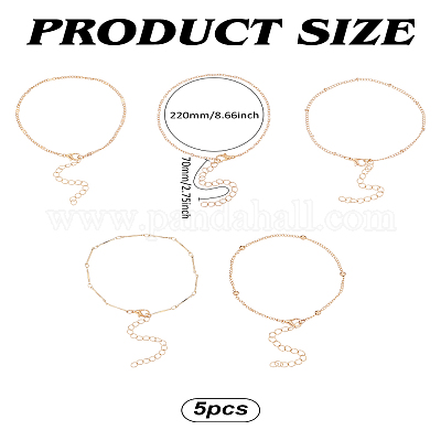 5шт набор из железной цепочки для лодыжки&nbsp;AJEW-LP0007-10LG-1