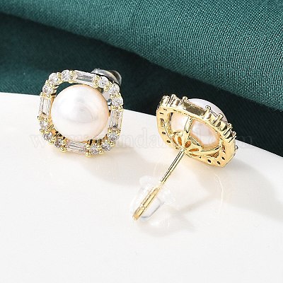 Серьги-гвоздики из циркония EJEW-P302-01G-1