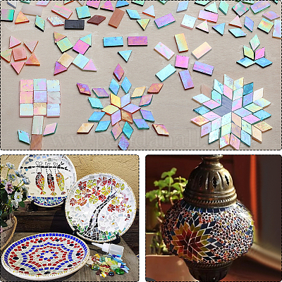 200 шт. 4 стиля радужных переливающихся стеклянных кабошонов&nbsp;MOSA-SP0001-03-1