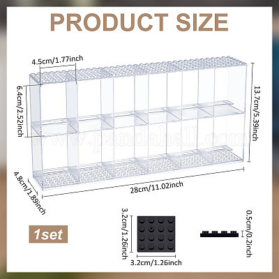 2-уровневые 12-слотовые прозрачные акриловые мини-коробки для презентаций строительных блоков без крышек&nbsp;ODIS-WH0030-145-1