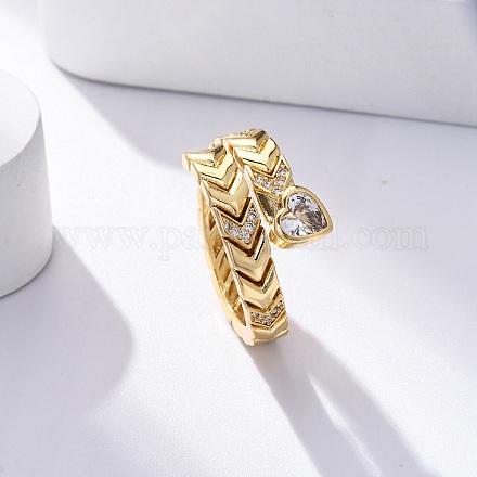 Открытые манжеты из латуни с микропаве и прозрачным цирконием для женщин&nbsp;LS-RJEW-G341-05G-02-1