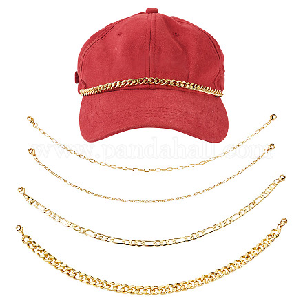 4 шт. 4 стиля латунная скрепка и кубинское звено 7 цепи панцирного типа&nbsp;AJEW-TAC00042-1