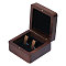 Wooden Jewelry Cufflinks Storage Magnetic Gift Case, with Velvet Inside, Camel, Square, 6.8x6.75x3.6cm.