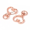 Heart Shape Zinc Alloy Swivel Lobster Clasps, Swivel Snap Hook, Rose Gold, 34.5x23.5x6mm, Hole: 5x9mm