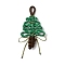 Nylon & Plastic Cord Big Pendants, Christmas Tree with Bowknot, Sea Green, 135x69~74x10.5mm, Hole: 19mm