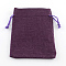 Polyester Imitation Burlap Packing Pouches Drawstring Bags, Purple, 18x13cm