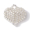 Seed Beads Beaded Charms, Heart Pendant, White, 21.5x22x8mm, Hole: 4mm