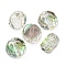 Electroplate Glass Beads, Flat Round, Faceted, Half Rianbow Plated, Dark Sea Green, 8x5mm, Hole: 1.2mm