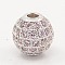 Thistle CZ Jewelry Findings Brass Micro Pave Cubic Zirconia Round Beads, Grade AAA, Lead Free & Cadmium Free & Nickel Free, Platinum, 10mm, Hole: 3mm