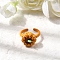 Brass Enamel Cuff Rings for Women, Pumpkin, Adjustable, 15x15mm