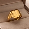 304 Stainless Steel Open Cuff Ring for Women, Heart, Real 18K Gold Plated, 16mm, Adjustable