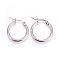 Tarnish Resistant 304 Stainless Steel Hoop Earrings, Hypoallergenic Earrings, Ring Shape, Stainless Steel Color, 17x15x2mm, 12 Gauge, Pin: 1mm