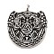 316 Surgical Stainless Steel Big Pendants, Viking Raven with Valknut Charm, Antique Silver, 44x39x5mm, Hole: 5mm
