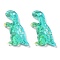Acrylic Pendants, Glitter Powder, Gradient Color, Dinosaur, Turquoise, 29x16x3.5mm, Hole: 1.5mm