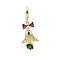 Brass Micro Pave Cubic Zirconia European Dangle Charms, Large Hole Pendants, Christmas Bell, Rack Plating, Long-Lasting Plated, Cadmium Free & Lead Free, Real 18K Gold Plated, Colorful, 35mm, Hole: 5.5mm