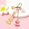 Bear Resin & Glass Pendant Decoration, with Alloy Swivel Clasps, Colorful, 105mm