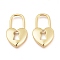Brass Pendants, Lock, Real 18K Gold Plated, 27x15.5x3mm, Hole: 12x9mm