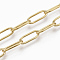 PVD Vacuum Plating 304 Stainless Steel Paperclip Chains, Drawn Elongated Cable Chains, Soldered, Real 18K Gold Plated, 12x4x1mm, about 39.37 inch(1m)/strand