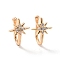 Clear Cubic Zirconia Star Cuff Earrings, Brass Non-piercing Jewelry for Women, Real 18K Gold Plated, 11x7x8mm