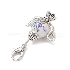 Декоративные подвески в виде чайника из стекла с принтом и аэрозольной росписью.&nbsp;HJEW-JM04733