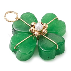Подвески из окрашенного натурального малайзийского нефрита с клевером&nbsp;PALLOY-JF03180-05