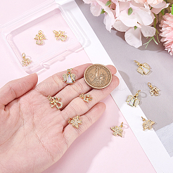 12 шт. 4 стиля латунных подвесок с микропаве из кубического циркония&nbsp;KK-GA0001-73G