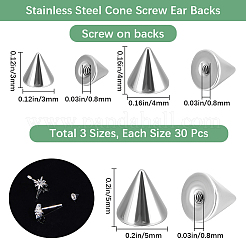 90 шт. 3 вида ушных гаек из нержавеющей стали&nbsp;STAS-BBC0006-42