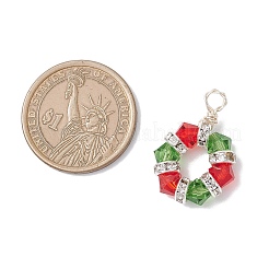 2 шт. 2-цветные подвески из искусственного австрийского хрусталя K9 и латунного хрустального камня с шестигранными бусинами&nbsp;PALLOY-JF04344