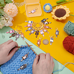 20 шт. 10-х цветные эмалевые подвески-маркеры для фиксации стежков из сплава кошек&nbsp;HJEW-WH00158