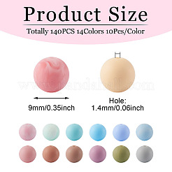 140 шт. 14 цвета пищевые экологически чистые силиконовые бусины&nbsp;SIL-TA0001-26
