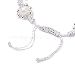 Браслеты из плетеных бусин для женщин из АБС-пластика с имитацией жемчуга и гальванизированного немагнитного синтетического гематита&nbsp;BJEW-JB12916