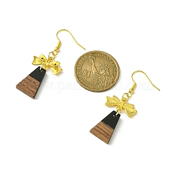 Серьги с подвесками из смолы и орехового дерева&nbsp;EJEW-JE05507-02