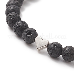 Эластичный браслет из бисера и лэмпворка из натуральной лавы и лэмпворка для женщин&nbsp;BJEW-JB09258
