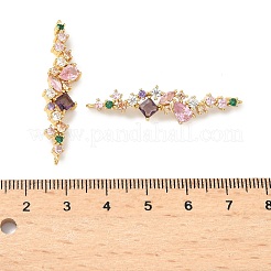 Подвески-подвески-цветочки из латуни с разноцветными кубическими циркониями&nbsp;KK-Z139-07G