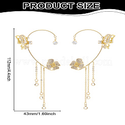 1 пара серег-каффов из сплава стекла с кисточками для женщин&nbsp;EJEW-LP0001-65