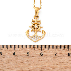 Ожерелья с подвеской в виде якоря из нержавеющей стали 304 с кристаллами и стразами&nbsp;NJEW-Z057-01B-G