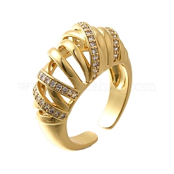 Латунные кольца-манжеты с микропаве и прозрачным цирконием для женщин&nbsp;RJEW-Q008-04G