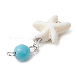 Подвески из окрашенной круглой синтетической бирюзы и натуральных ракушек&nbsp;PALLOY-JF03811