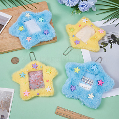 4 шт. 2-х стилистический держатель для фотокарточек в виде звезды с пластиковой шариковой цепочкой&nbsp;HJEW-FG0001-22