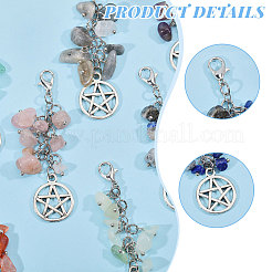 14 шт. 7-х цветный натуральный драгоценный камень и сплав подвеска украшение&nbsp;HJEW-CA00048