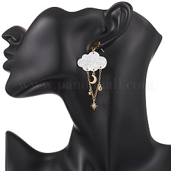 Акриловые серьги-гвоздики в виде облака и луны&nbsp;EJEW-JE06843