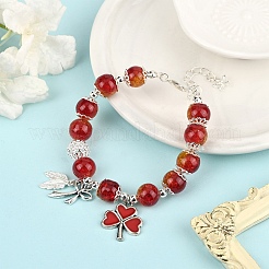 Браслеты с подвесками в виде клевера&nbsp;BJEW-YW00008