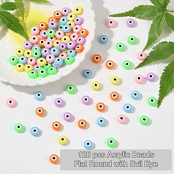 120 шт. двухцветные непрозрачные акриловые бусины с принтом&nbsp;OACR-YW0002-43