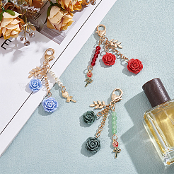 3 шт. 3-х цветные подвесные украшения из смоляных цветов&nbsp;AJEW-LP0001-02